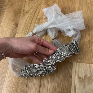 Maria elena headpiece crystal tulle tie headband